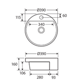 Reba Semi Recessed Fienza Basin - One Tap Hole