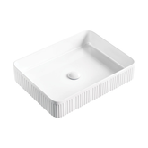 Eleanor Fluted Rectangle Fienza Above Counter Basin Gloss White 500X380X100mm Rb467
