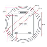 Backlit Round Thermogroup Mirror 600mmØ 41Watts Includes Thermogroup Mirror Demister - Warm Light