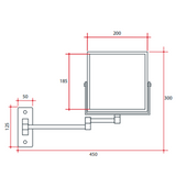 1 & 5x Square Magnification Wall Mounted Thermogroup Shaving Thermogroup Mirror, 200 x 200mm - Chrome