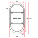 Backlit Pill Shape Thermogroup Mirror 500x1000x45mm 61Watts - Cool Lights