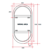 Backlit Pill Shape Thermogroup Mirror 500x1000x45mm 61Watts - Warm Lights