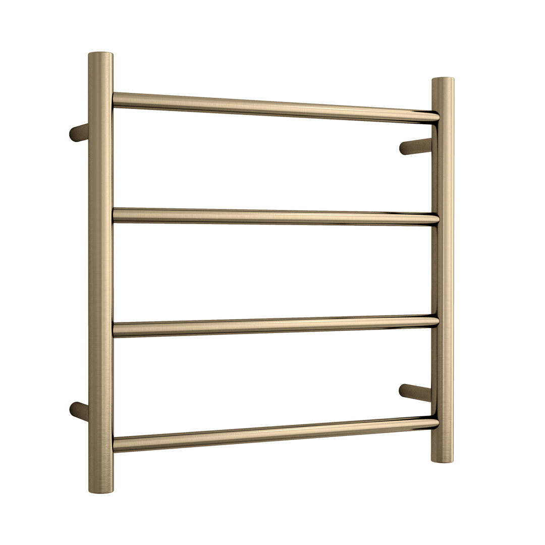 Thermorail Straight/Round Heated 550X550X122mm 41 Watts 4 Bars - Brushed Brass