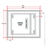 Backlit Rectangular Thermogroup Mirror with Border Cool 750x900x45mm 61Watts - Includes Thermogroup Mirror Demister