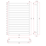 Straight Round Stainless Thermorail Ladder - 1000X1500X122mm 244Watts 14 Bars