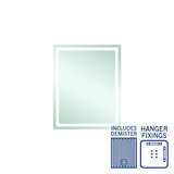 Sierra Rectangle Polished Edge Thermogroup Mirror with Sandblasted Border 600x750mm - With Hangers and Demister