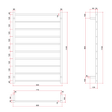 Straight/Square Thermorail 800x1160x120mm 153Watts 10 Bars