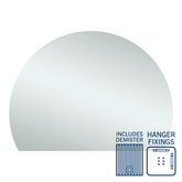 Hamilton D Shaped Polished Edge Thermogroup Mirror 1500x1100mm - With Hangers and Demister