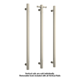 Thermoril Verticle Towel Bar Straight/Round With Hook 900x142x100mm 12V - Brushed Nickel (24Watt)