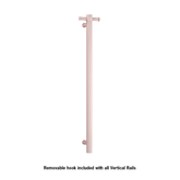 Thermoril Verticle Towel Bar Straight/Round With Hook 900x142x100mm 12V - Dusty Pink (26Watt)