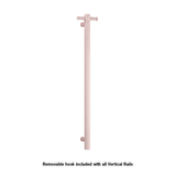 Thermoril Verticle Towel Bar Straight/Round With Hook 900x142x100mm 12V - Dusty Pink (26Watt)