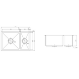 Uptown 250 1 & 1/2 Double Bowl Interchange Sink 674 X 450 X 250 - Radius Corner