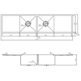 Interchange Uptown 250 Double Bowl Sink with Drainer - 1725 X 450 X 250 Radius Corner