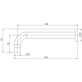 Vivid Wall Phoenix Basin Outlet 250Mm Curved - Chrome