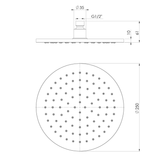 Vivid Phoenix Shower Rose 250mm Round - Chrome