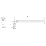 Vivid Phoenix Shower Arm 400mm Round - Chrome