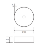 Venn 400mm Steel Above Counter Streamline Basin - Stainless Steel
