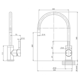 Vivid Sidelever Phoenix Mixer 220mm G/Neck - Chrome