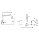 Vivid Pin Lever Phoenix Basin Set Swivel Square Outlet - Chrome