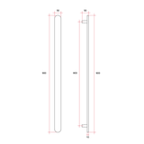 Thermoril Verticle Towel Bar Flat/Pill 900x50x50mm 12V - Brushed Brass (20Watt)