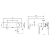 Vivid Slimline Wall Phoenix Basin Set Curved 180mm - Chrome