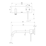 Vivid Slimline Switchmix Wall Basin/Bath Phoenix Mixer Set 230mm Fit off Kit - Chrome