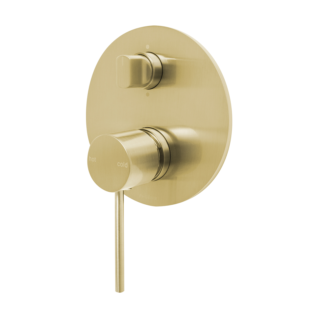 Phoenix Vivid Slimline Switchmix Shower/Bath Diverter Mixer Fit Off Kit - Brushed Gold