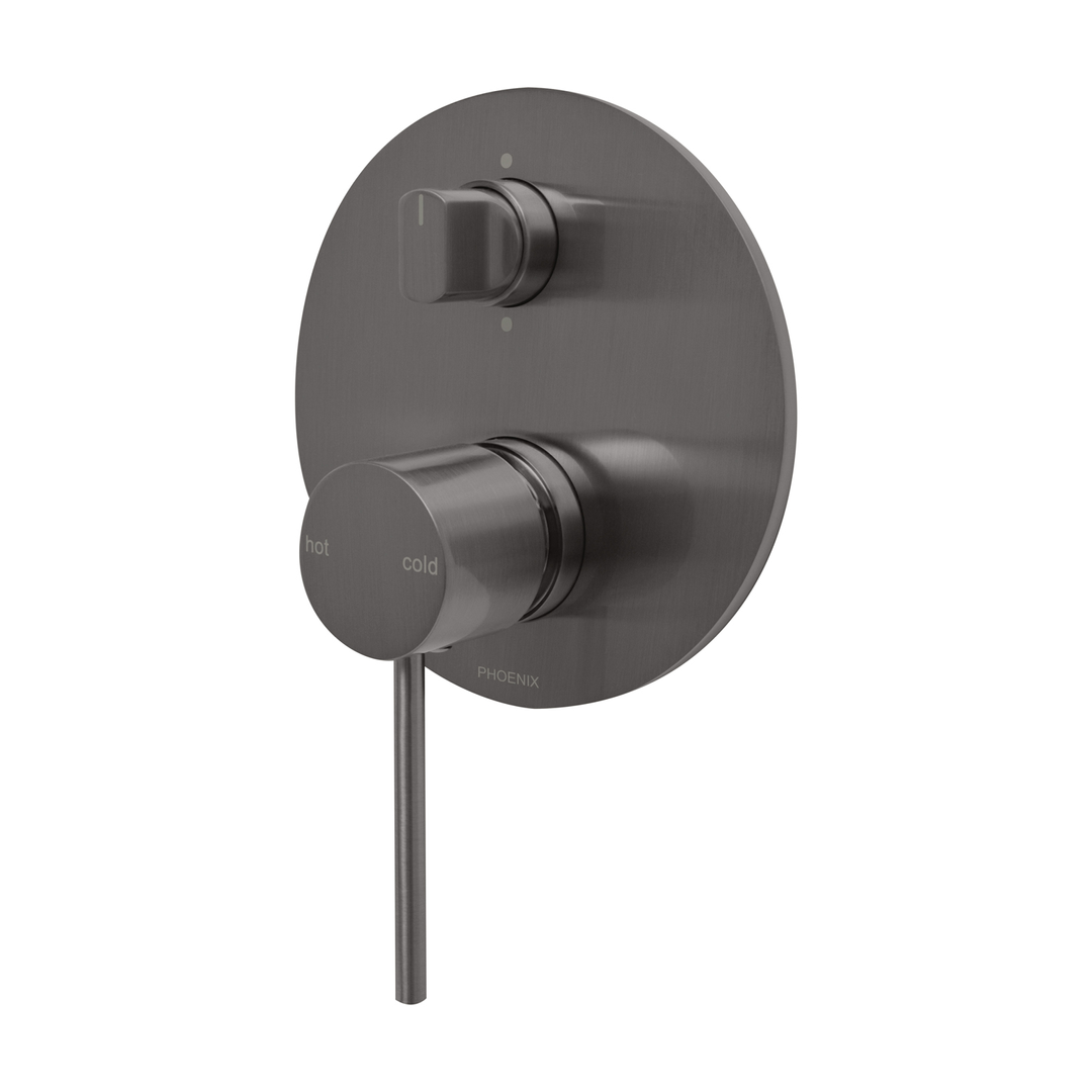 Phoenix Vivid Slimline Switchmix Shower/Bath Diverter Mixer Fit Off Kit - Brushed Carbon