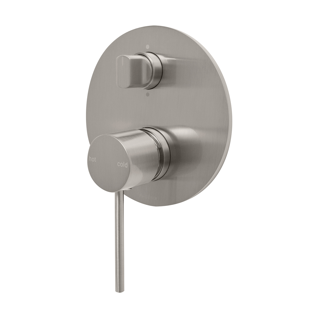 Phoenix Vivid Slimline Switchmix Shower/Bath Diverter Mixer Fit Off Kit - Brushed Nickel