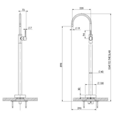 Vivid Slimline Floor Mounted Bath Phoenix Mixer- Brushed Nickel