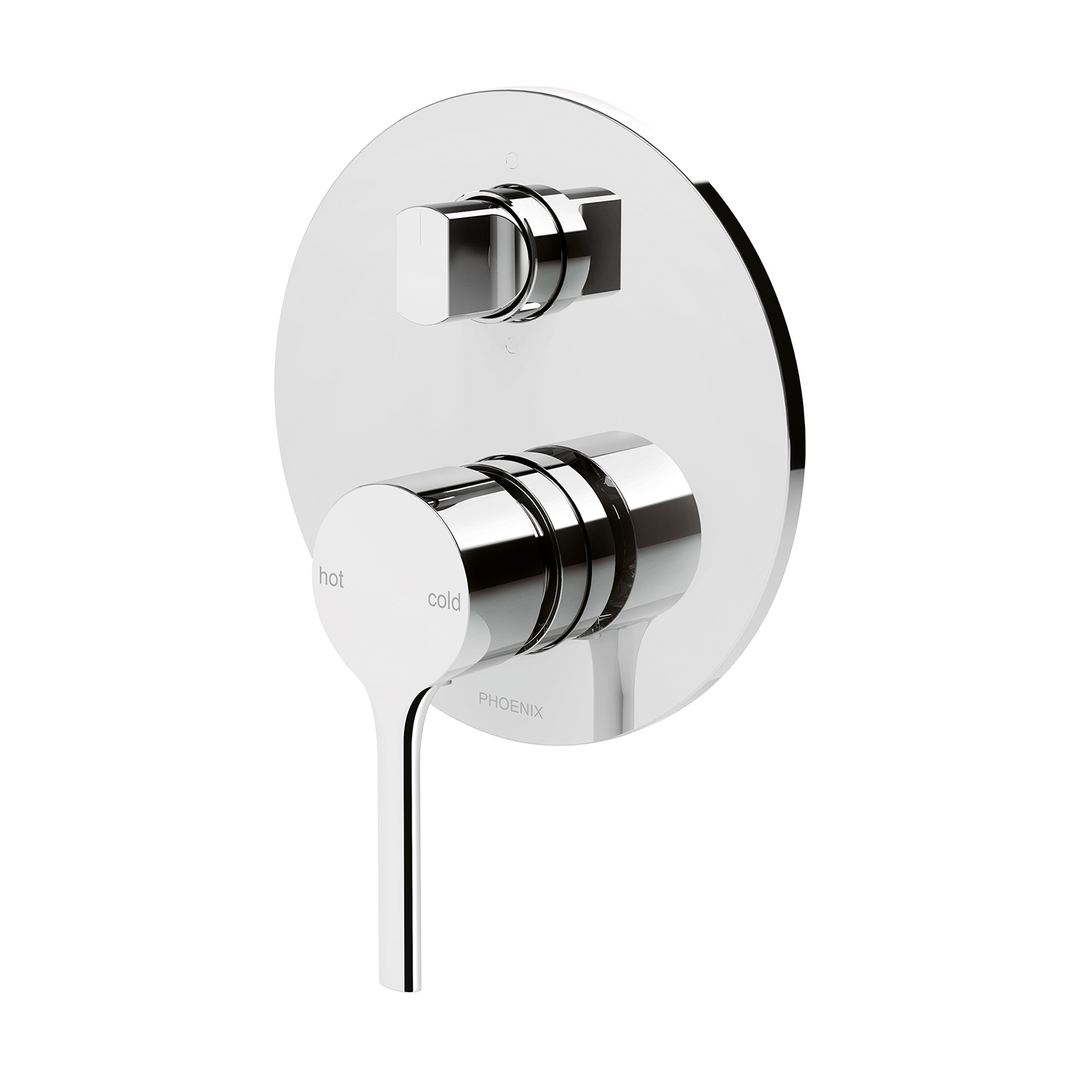 Phoenix Vivid Slimline Oval Switchmix Shower/Bath Diverter Mixer Fit Off Kit - Chrome