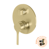 Vivid Slimline Oval Switchmix Shower/Bath Diverter Phoenix Mixer Fit off Kit - Brushed Gold