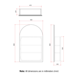 Thermogroup Vienna Arch Mirror Cabinet 500mm X 800mm X 150mm - Black