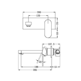 Ecco Wall Basin/Bath Nero Mixer Separate Back Plate - Brushed Nickel