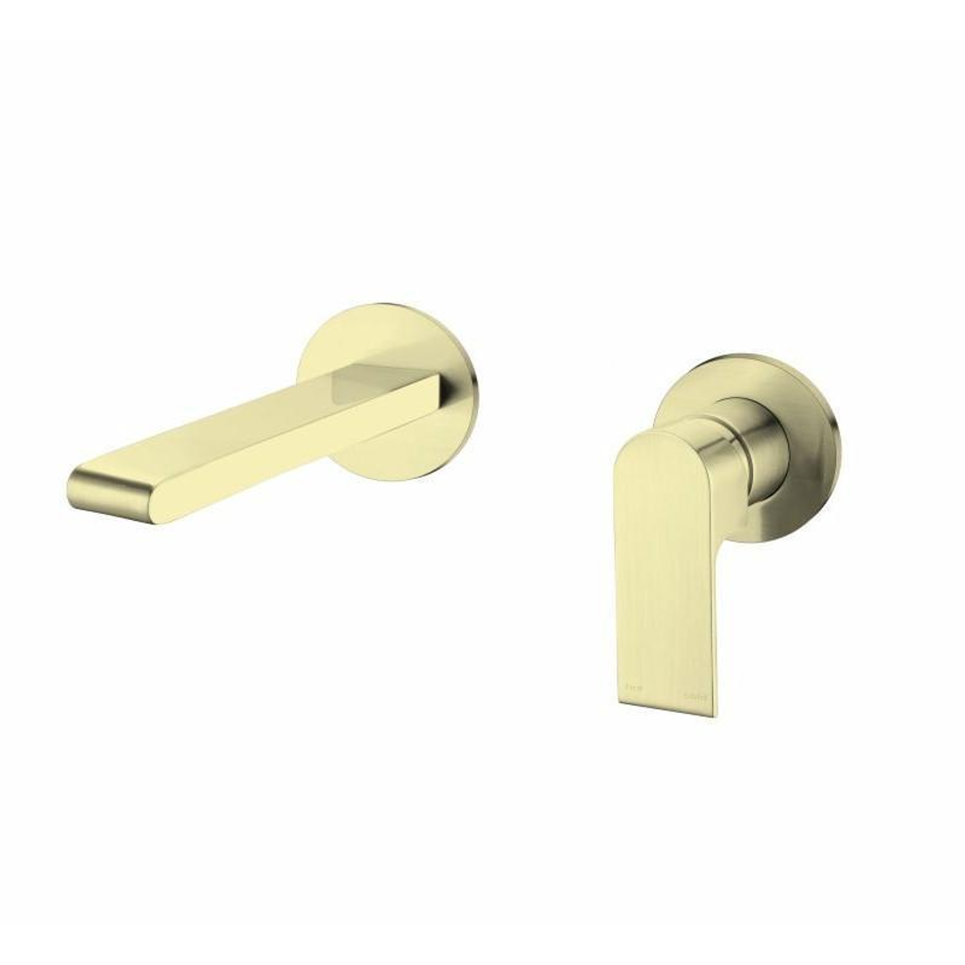 Nero Bianca Wall Basin Mixer With Separate Back Plate - Brushed Gold