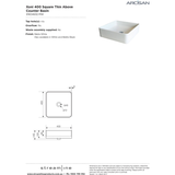 Arcisan Xoni 400 Thin Square Above Counter Streamline Basin - White