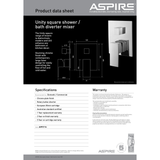 Aspire Unity Square Shower Mixer W/ Diverter - Chrome