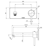 Wall Basin/Bath Phoenix Pina Mixer Set 180mm - Brushed Nickel