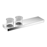 Arcisan Eneo Streamline Shelf With Double Glass Holder 40cm - Chrome