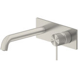 Nero Mecca Wall Basin Mixer 185Mm Spout - Brushed Nickel