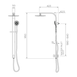 Synergii Streamline Shower With Hand Shower Bottom Diverter - Matt Black