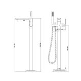 Synergii Free Standing Bath Streamline Mixer With Handshower - Matte Black