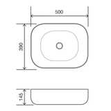 Streamline Arcisan Synergii Above Counter Basin No Tap Hole Oval White Ceramic - 500mm X 390mm