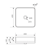 Arcisan Xoni 400 Thin Square Above Counter Streamline Basin - Matt White