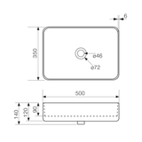 Arcisan Xoni Thin Rect Above Counter Streamline Basin 500mm X 350mm - White