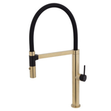 Fienza Kaya Pull Down Kitchen Mixer Tap - Urban Brass with Black Handle