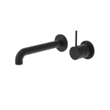 Mecca Wall Basin Nero Mixer Separate Back Plate Handle Up 160mm Spout - Matt Black