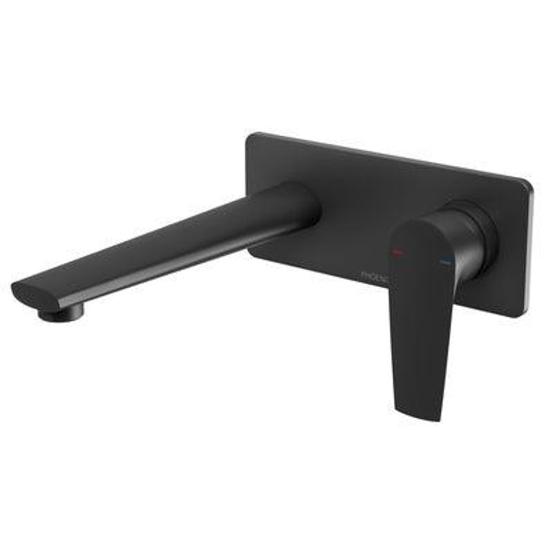 Phoenix Arlo Wall Basin / Bath Mixer Set 200Mm Trim Kit Only - Matte Black 151-7812-10