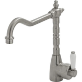 Eleanor Shepherds Crook Kitchen Sink Fienza Mixer - Brushed Nickel/White Ceramic Handle