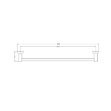 Nero Mecca Single Towel Rail 600Mm - Brushed Nickel